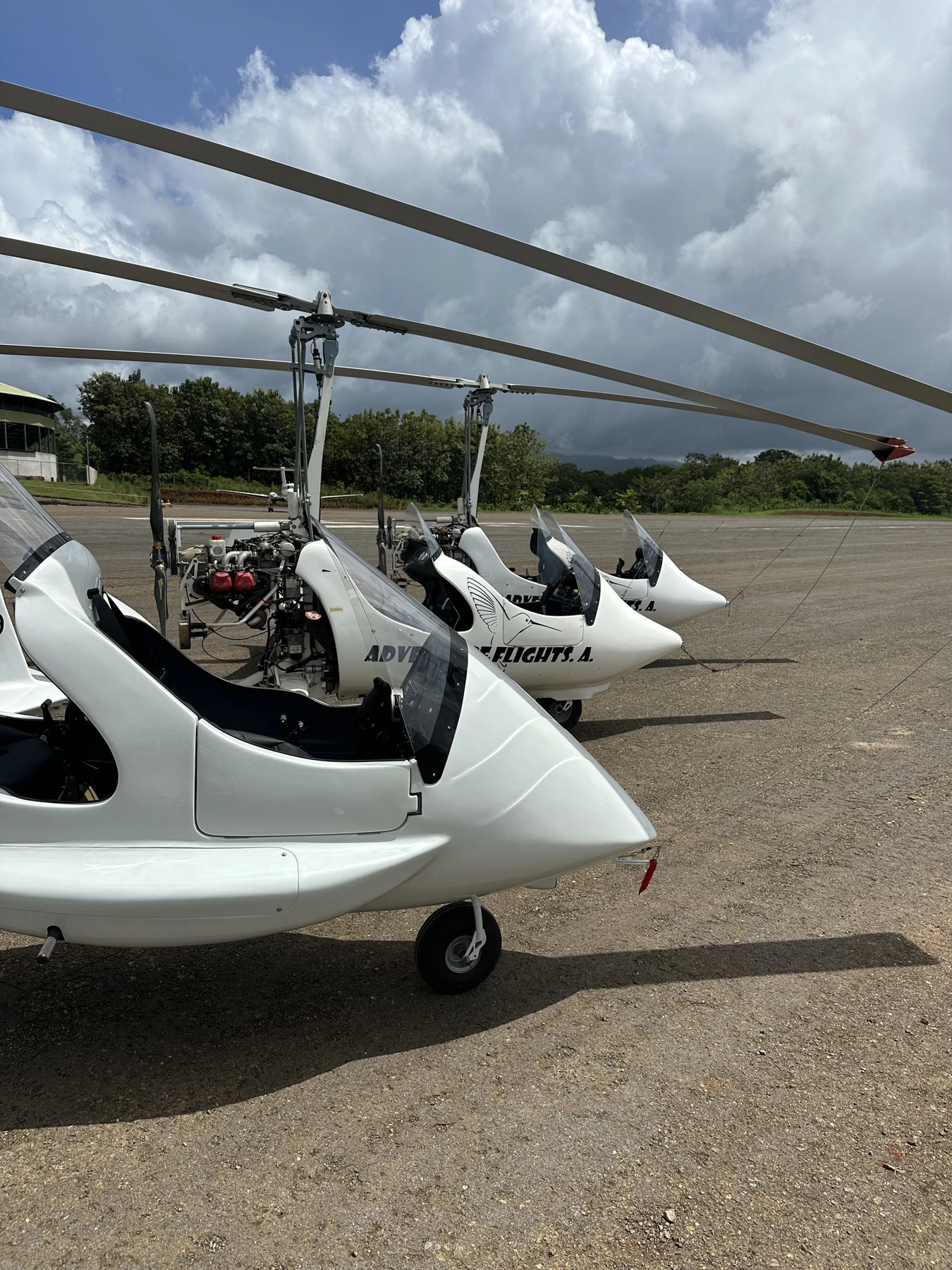 AdventureFlights gyrocopters on the airport apron